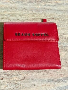 Braun Büffel Red Leather Compact Wallet